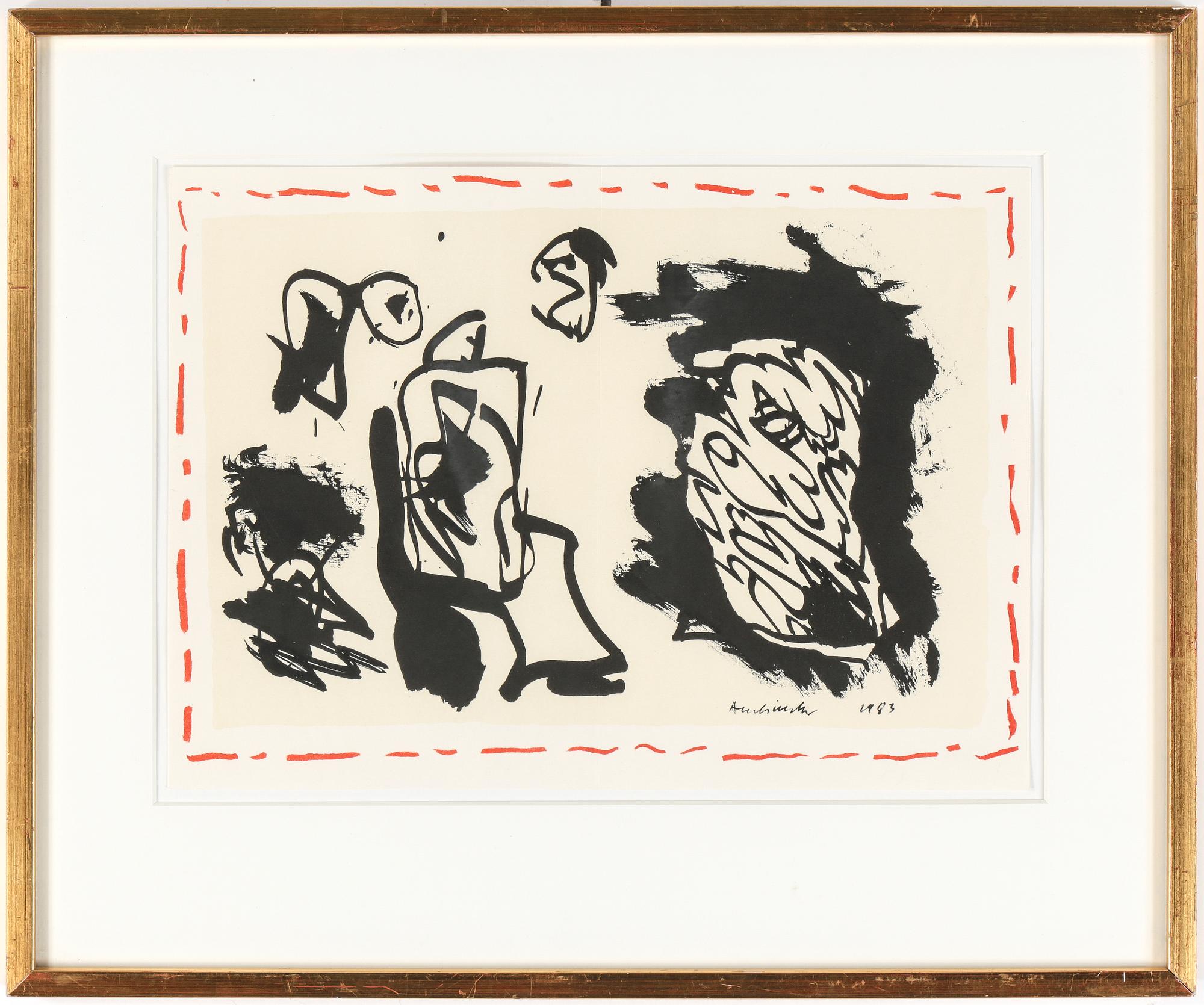 PIERRE ALECHINSKY, färgetsning, signerad, daterad 1983.