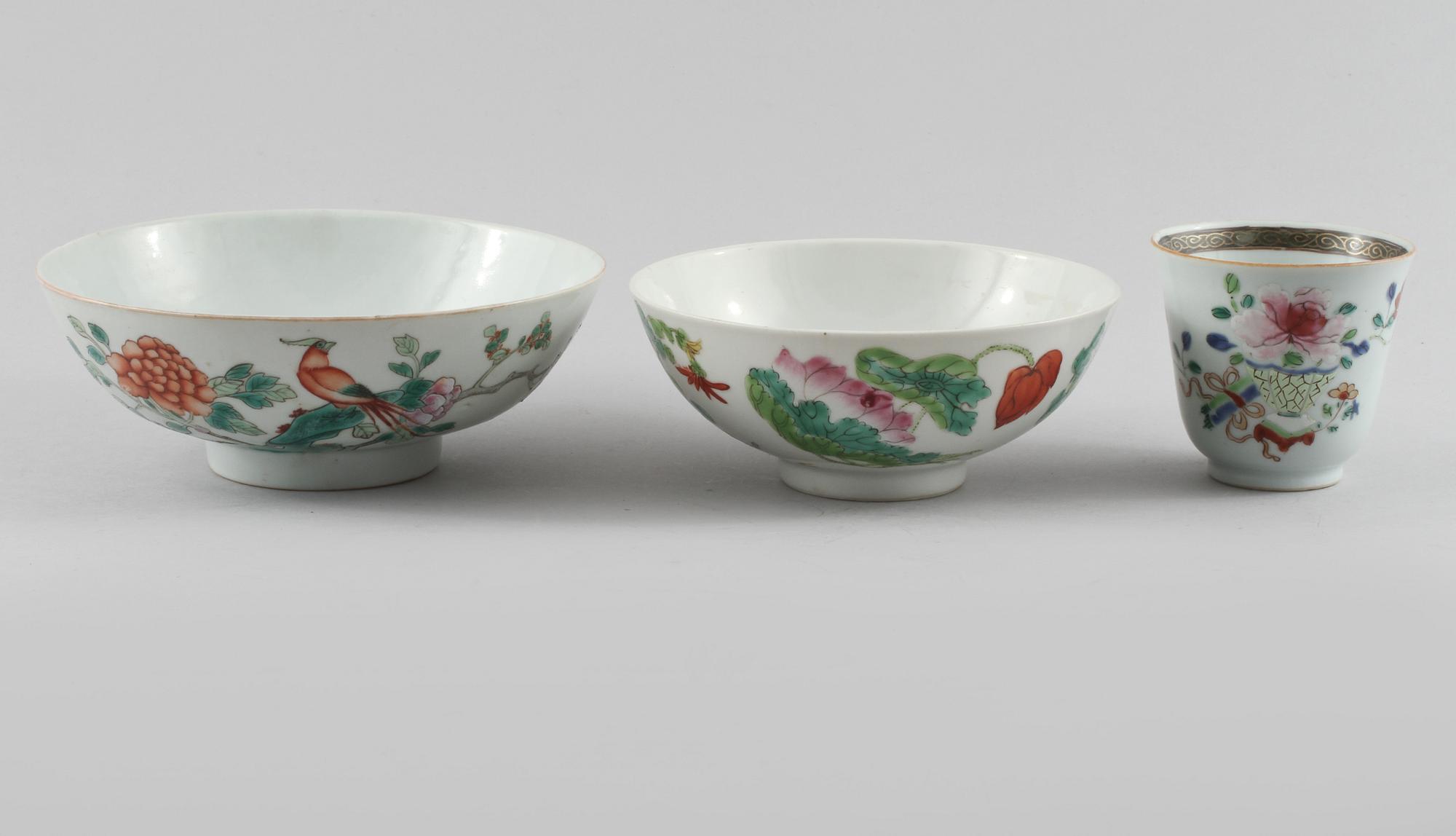 PARTI PORSLIN, 3 delar, Kina, 1700-tal respektive 1900-tal.