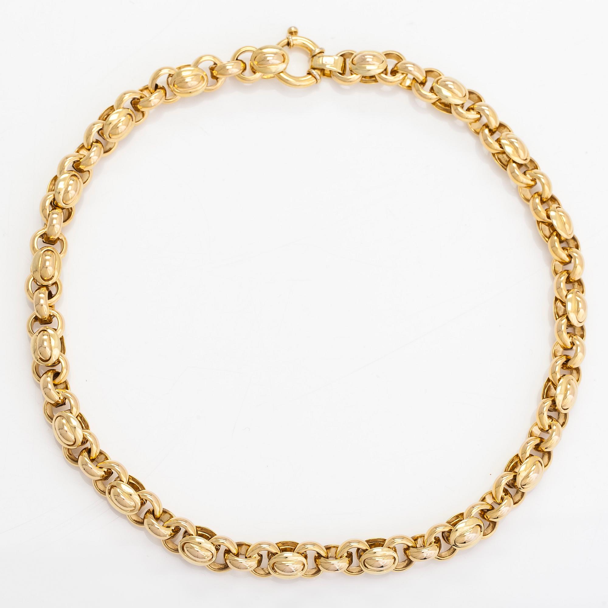 A 14K gold necklace, Unoaerre, Italy.