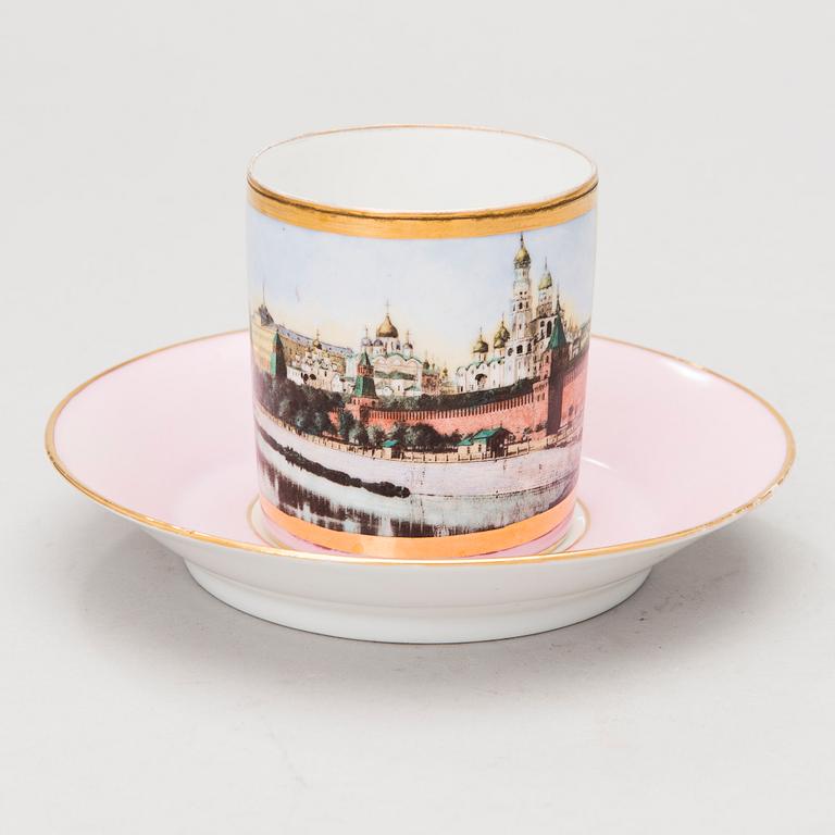 A Russian Kornilov porcelain coffee cup, 1861-1881.