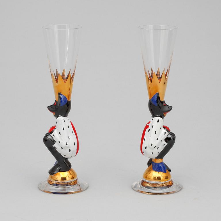 SNAPSGLAS, 2 st. Design Gunnar Cyrén ur Nobelservisen. Orrefors.