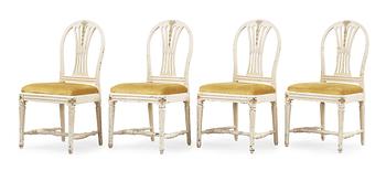 1396. Four Gustavian late 18th century chairs.
