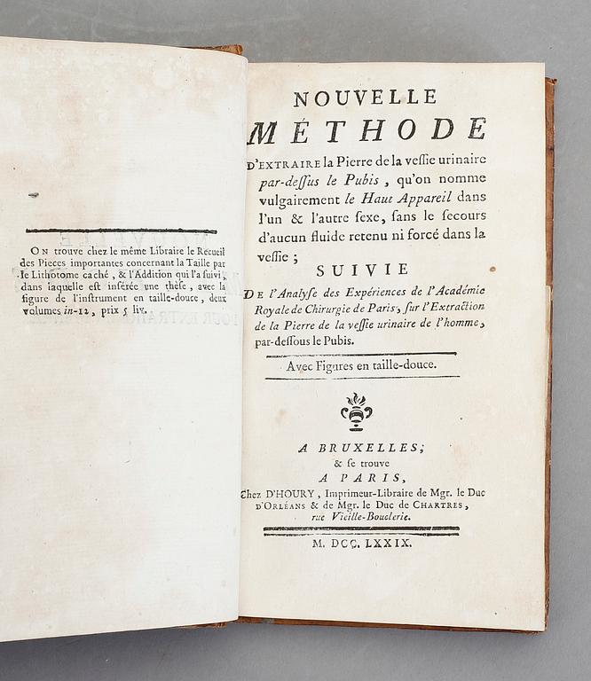 BOK, "NOUVELLE METHODE pour extraire la pierre", Paris 1779.