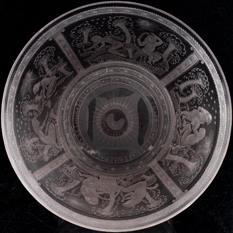 Edward Hald, an engraved glass bowl, Orrefors, 1920, model 147, provenance Edward Hald.