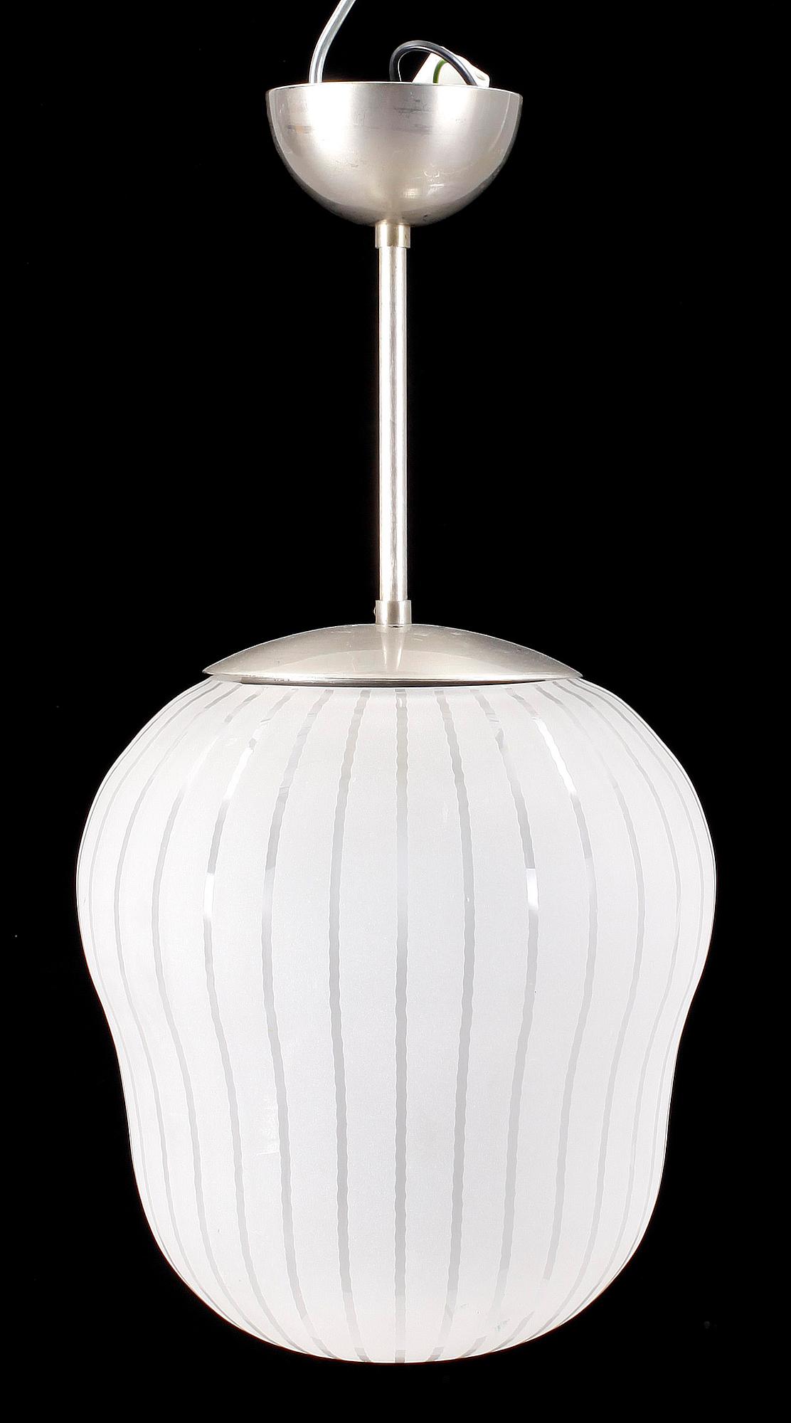 TAKLAMPA, glas, möjligen Orrefors, 1940-tal.