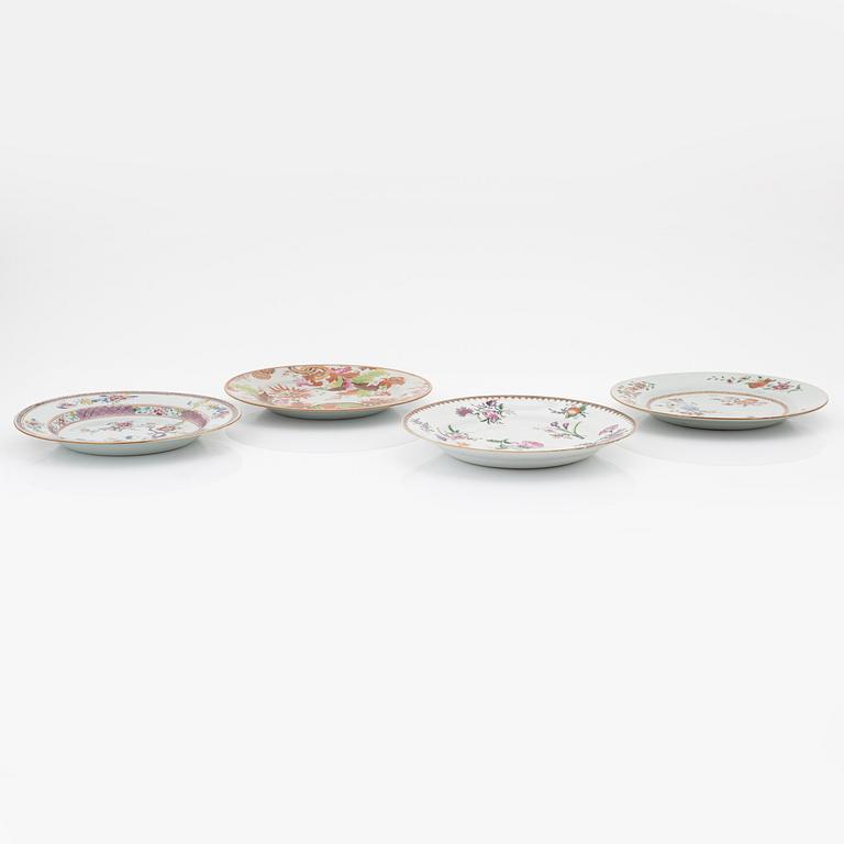 A set of five famille rose plates, Qing dynasty, 18th Century.