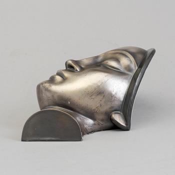 GERHARD SCHLIEPSTEIN, a porcelain and pewter mask from Rosenthal, Germany, 1920's.