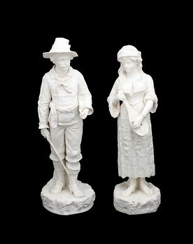 FIGURINER, ett par, parian, stplmärkta Gustavsberg. I produktion 1886-1909. Antal 343.