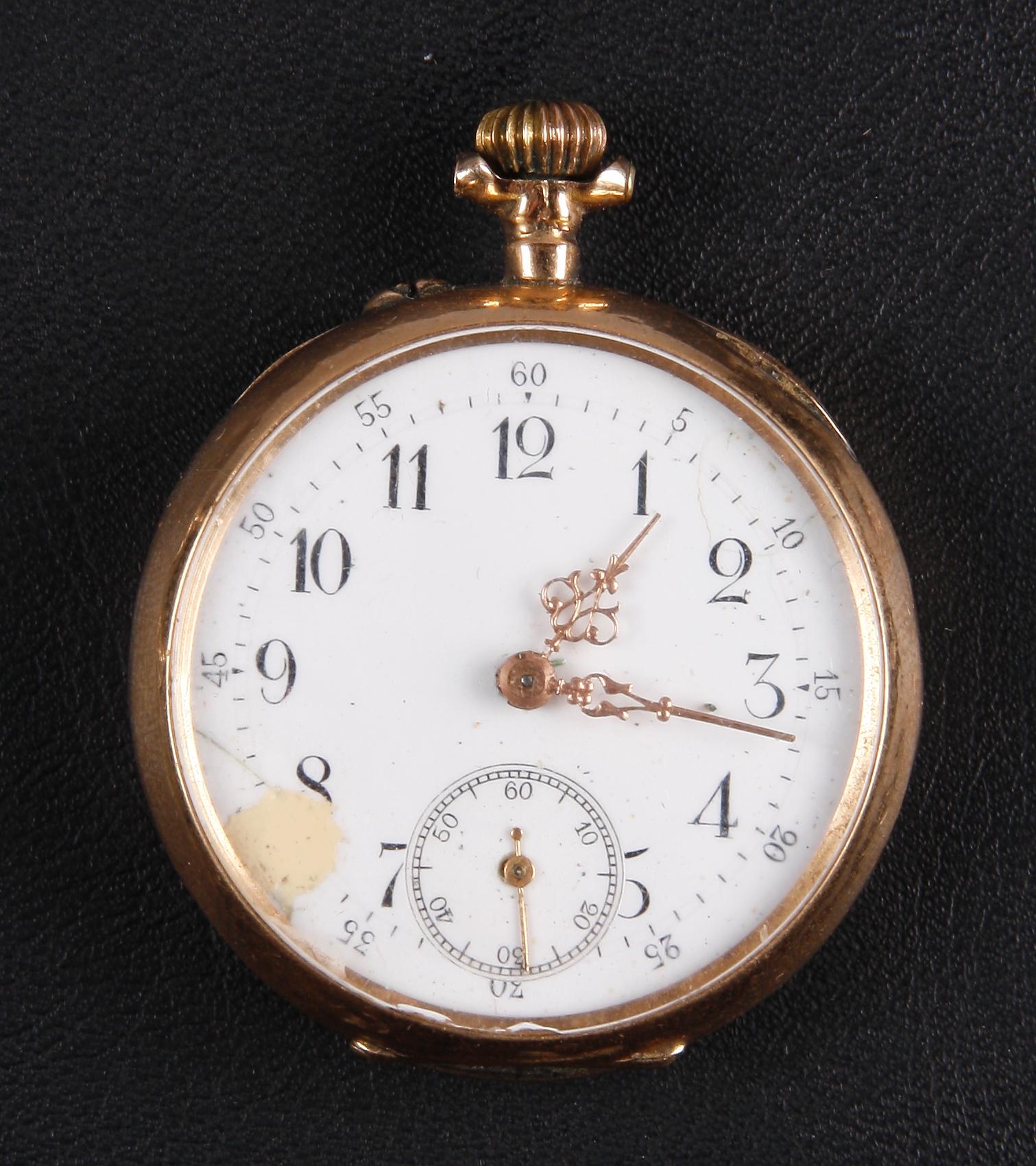 DAMFICKUR, 14 k guld. 1800/1900-tal.