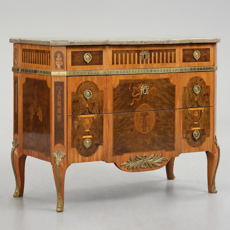A Gustavian marquetry commode attributed to J. Hultsten (master in Stockholm 1773-94).