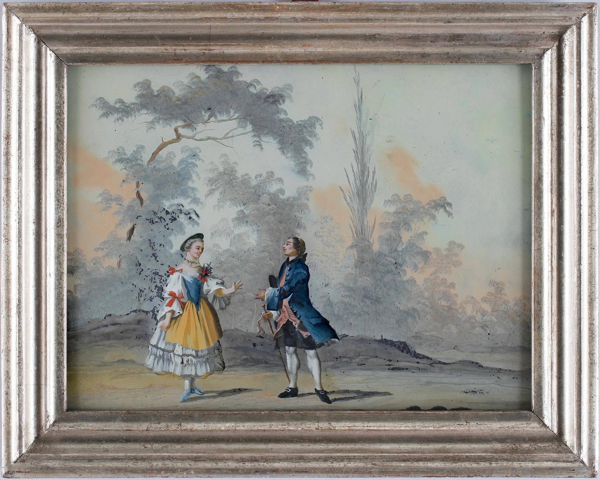 OKÄND KONSTNÄR 1700/1800-tal. Glasmålningar, ett par.