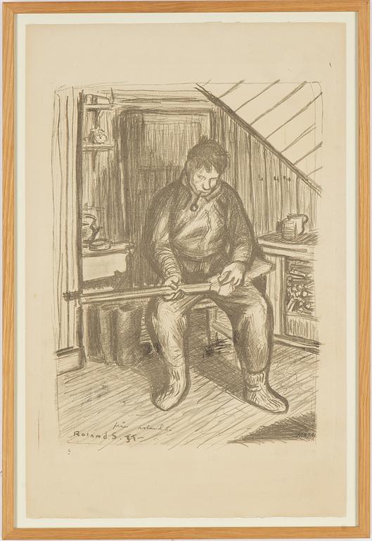 Roland Svensson, litografi, signerad och daterad -37.