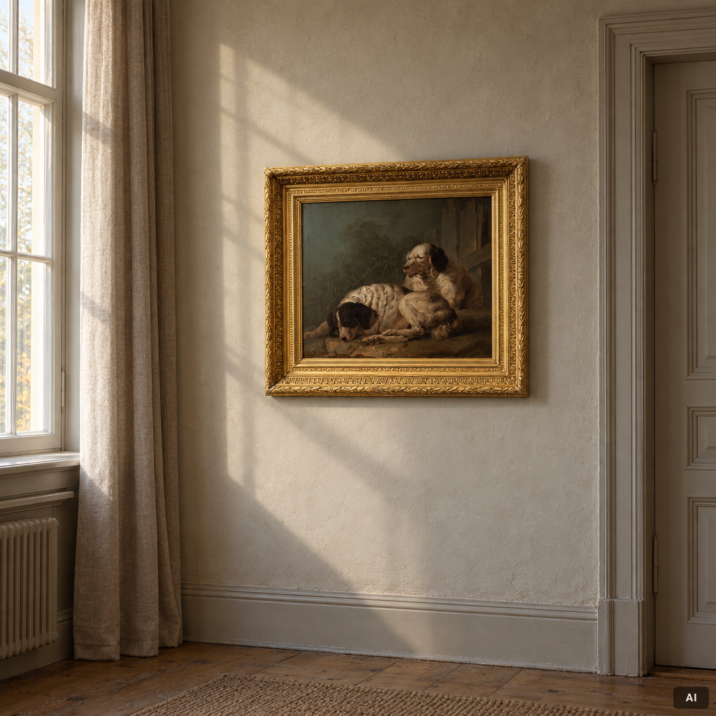 Engelsk konstnär, 1800-tal, Vilande fågelhundar.