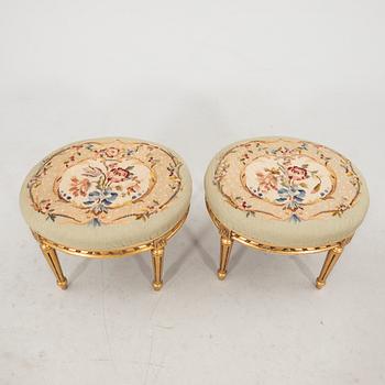 Stools, a pair in Gustavian style, circa 1900.