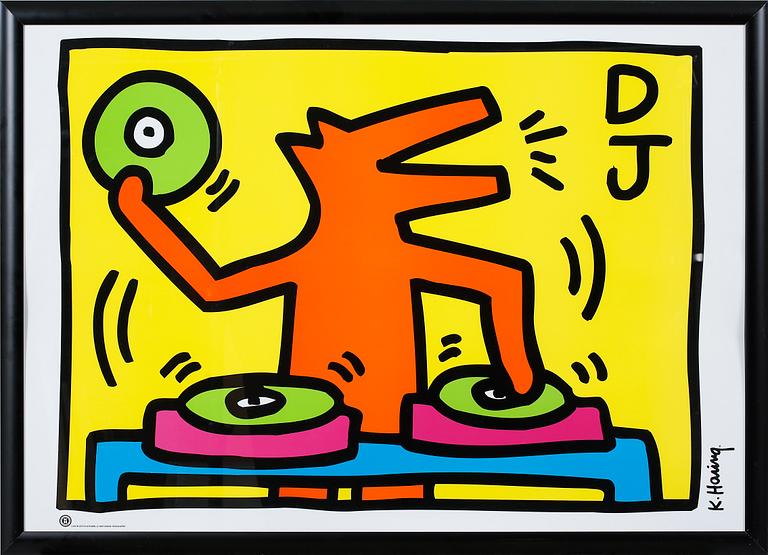 KEITH HARING, efter, affisch, Fotofolio/Artpost, 1998, signerad i trycket.