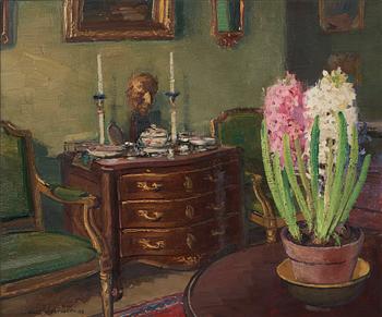 Olle Hjortzberg, Interior med hyacinths.