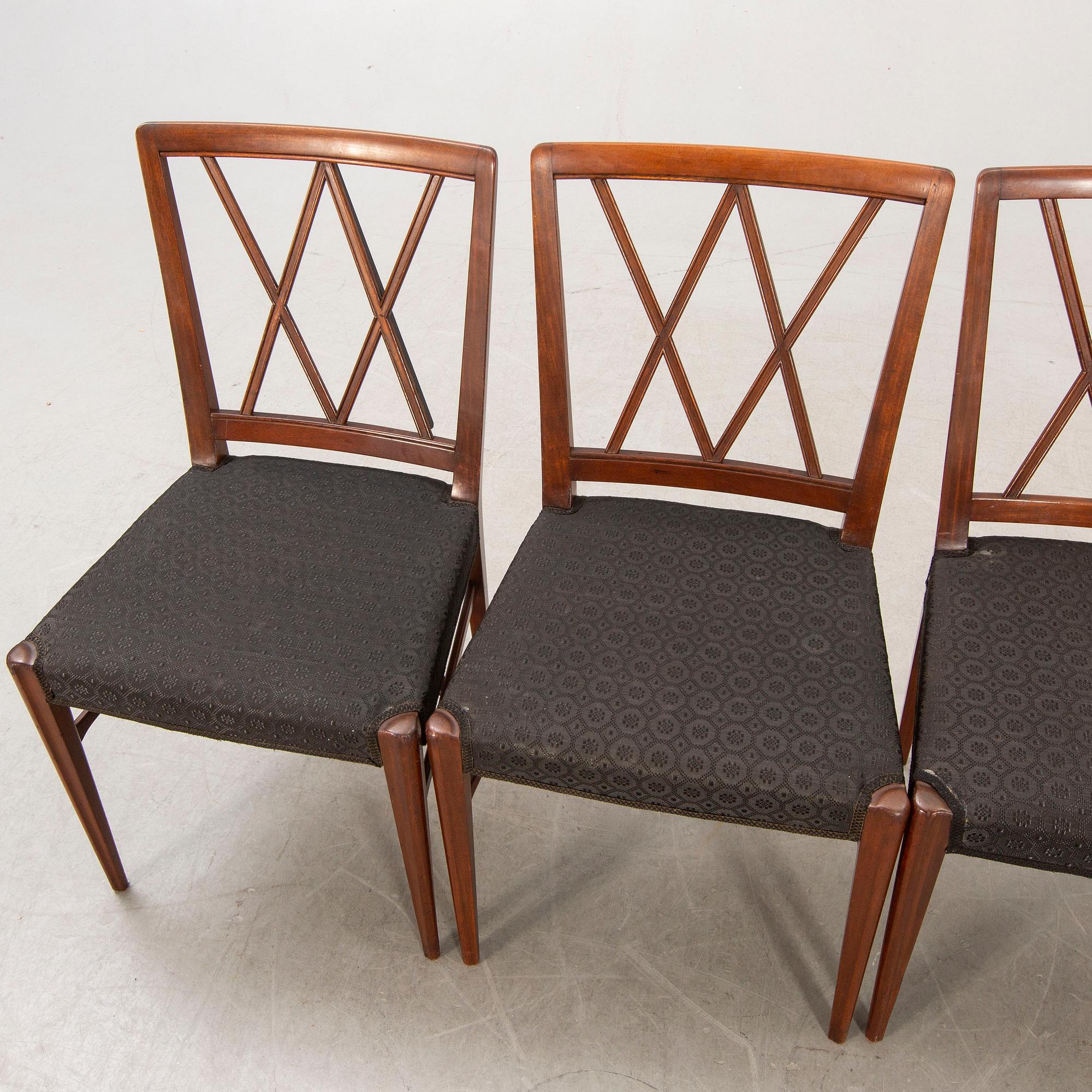 Stolar, 4 st "Lawrence" NK (Nordiska Kompaniet) 1940-tal.