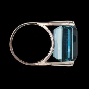 A step cut aquamarine ring by Torndahl, Stockholm 1961.
