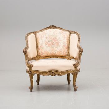 FÅTÖLJ, Louis XVI-stil, sent 1800-tal.