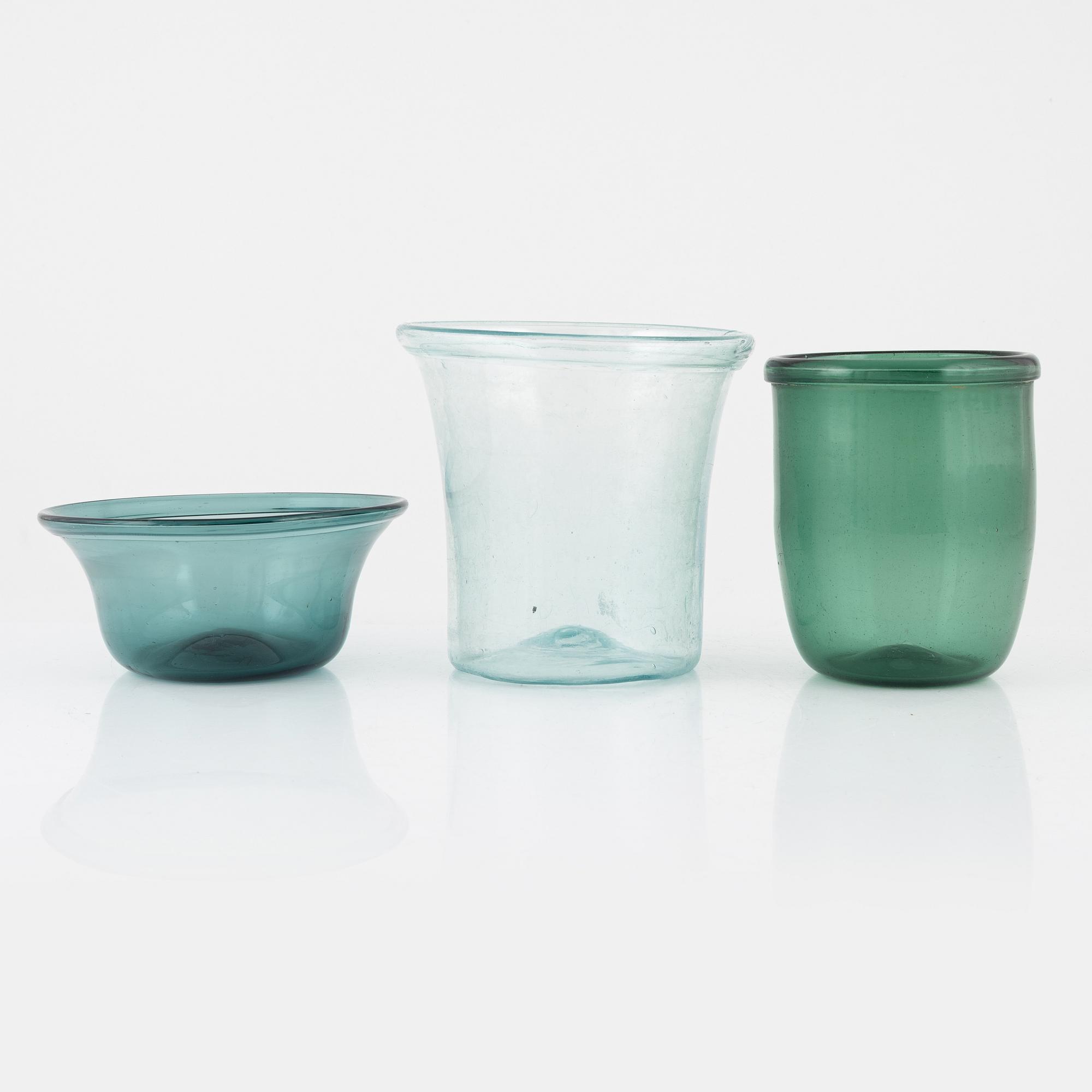 Six glass container, Sweden, 19th/20th century.