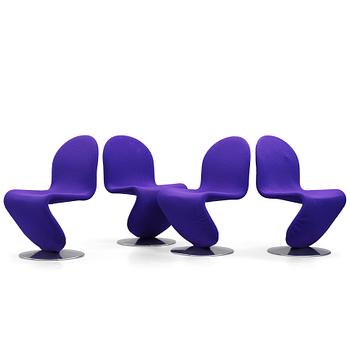 55. Verner Panton, stolar, 4 st "System 1-2-3", Fritz Hansen, Danmark, efter 1973.