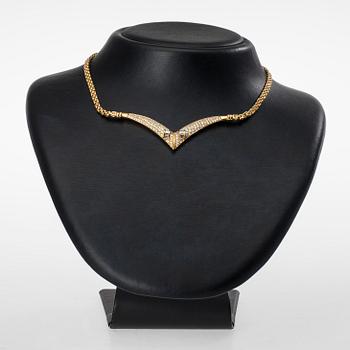 COLLIER samt ÖRHÄNGEN, 18K guld med diamanter. Indien. Vikt 34 g.