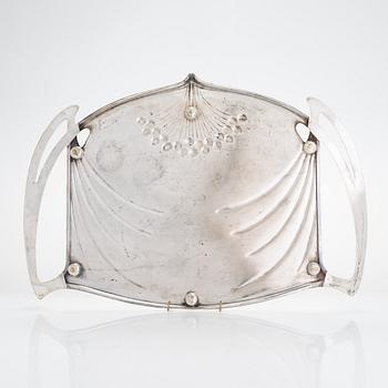 Paul Follot, teservis, försilvrad mässing, art nouveau, Frankrike tidigt 1900-tal.
