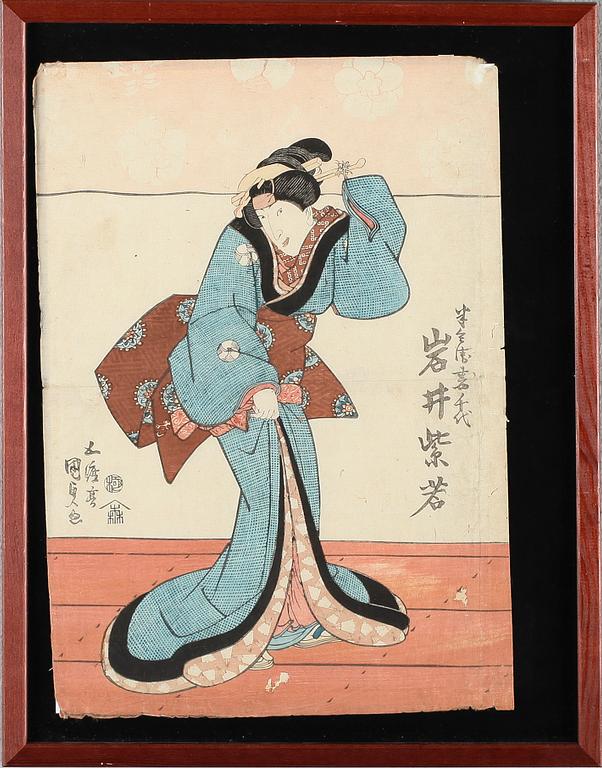 OKÄND KONSTNÄR, 3 st, träsnitt, Japan, sannolikt 1800-tal.
