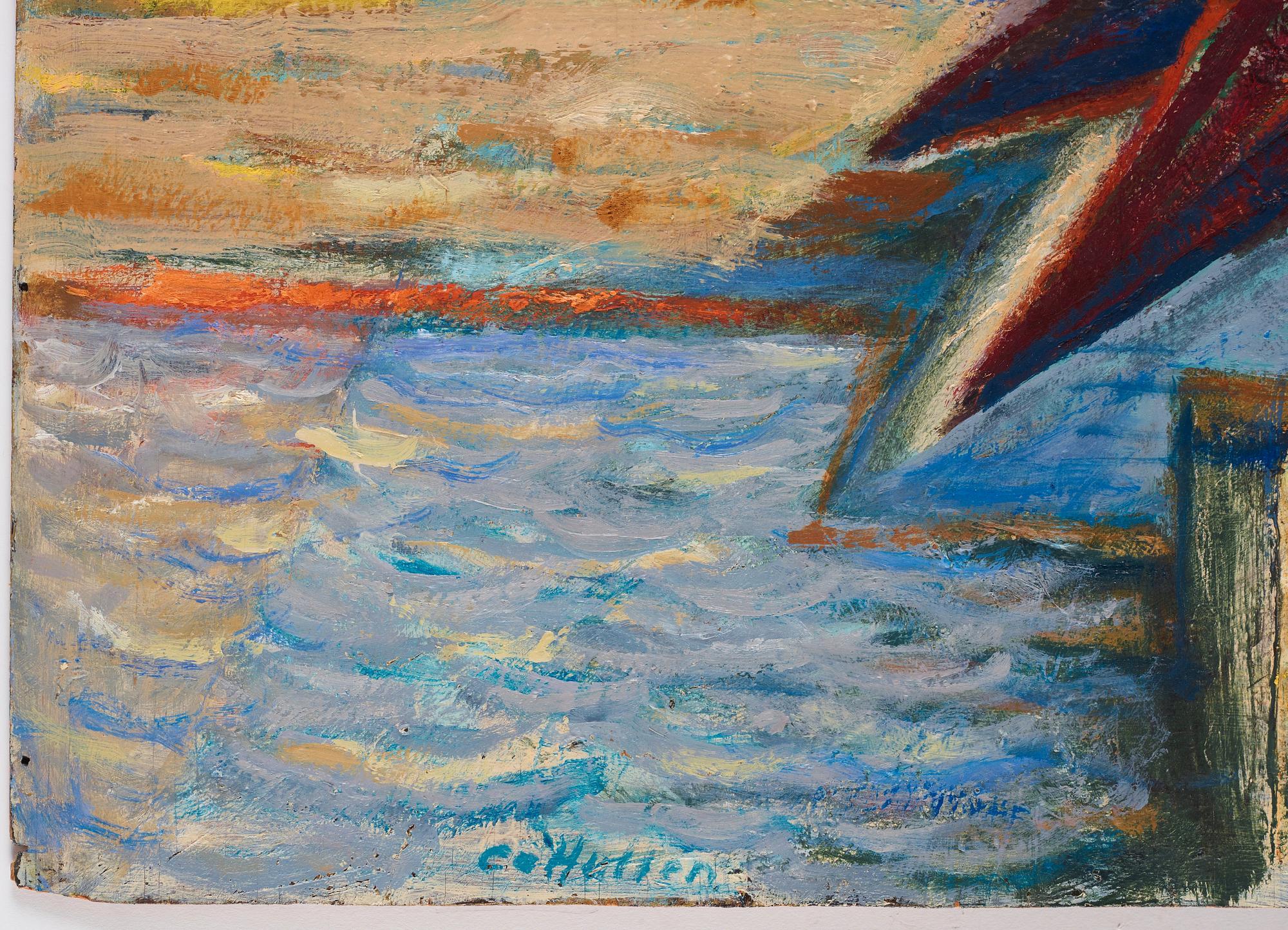 CO Hultén, oil on panel, signed and executed 1955.