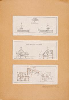 HARALD FALKMAN, ARKITEKTURRITNINGAR, ca 20 st samt, AKADEMITECKNINGAR, 4 ST, sign, dat tidigt 1900-tal.