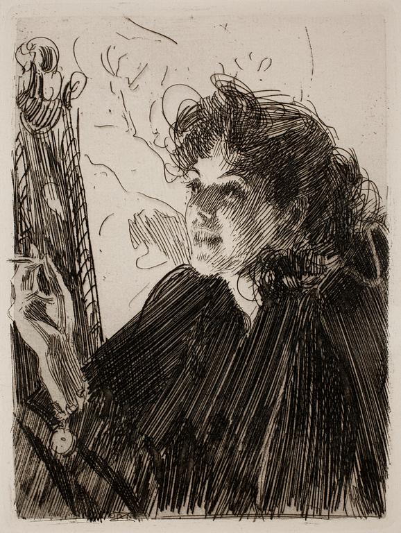 ANDERS ZORN, etsning. Utförd 1891.