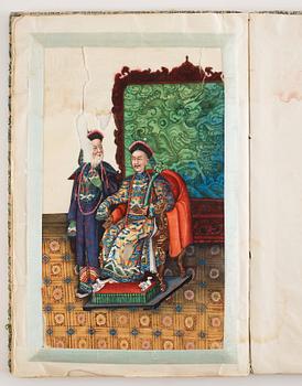 Okänd konstnär, målningar på rispapper, 12 stycken. Qingdynastin, 1800-tal.