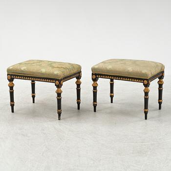 A pair of Gustavian style stools, later part of the 19th Century.