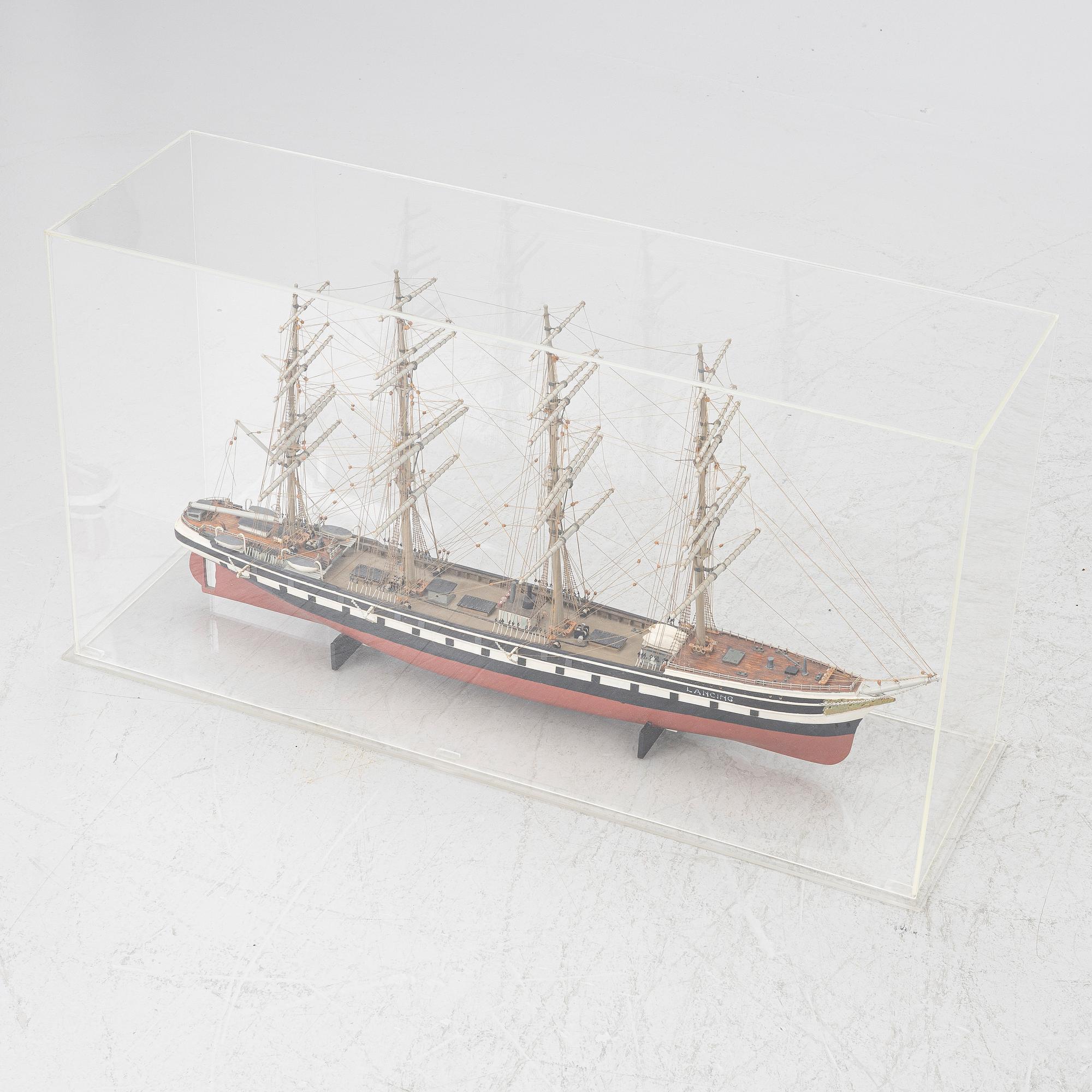 20th Century ship model of the 19th Century four-masted sailing vessel Lancing.
