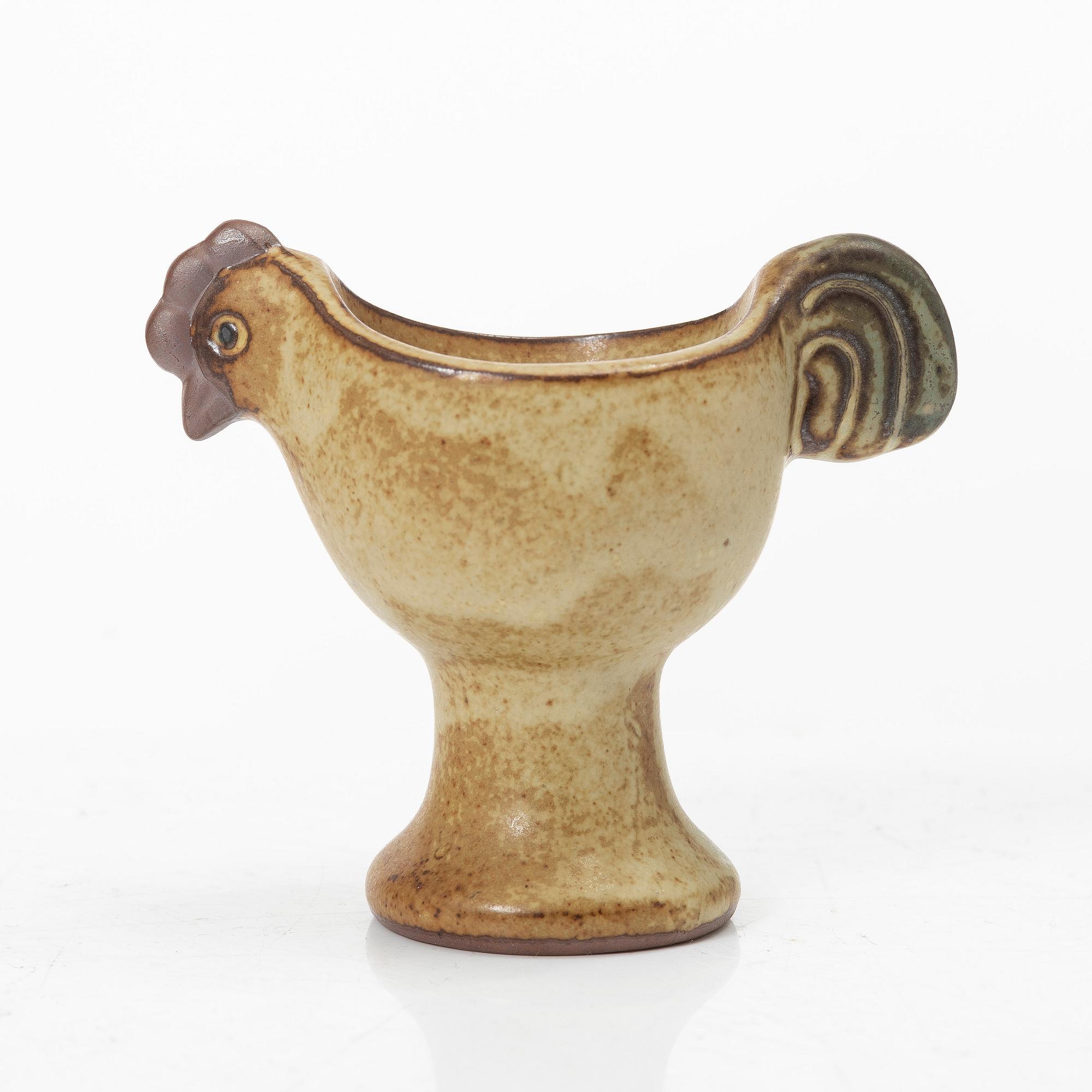 Lisa Larson, ägghöna samt äggkoppar, 6 st, stengods.