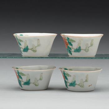 A set of four cups, Qing dynasty, circa 1900 with Guangxus mark.