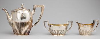 KAFFESERVIS, 3 delar, silver, empirestil, Svedboms, Vetlanda, 1918. Totalvikt ca 934g.