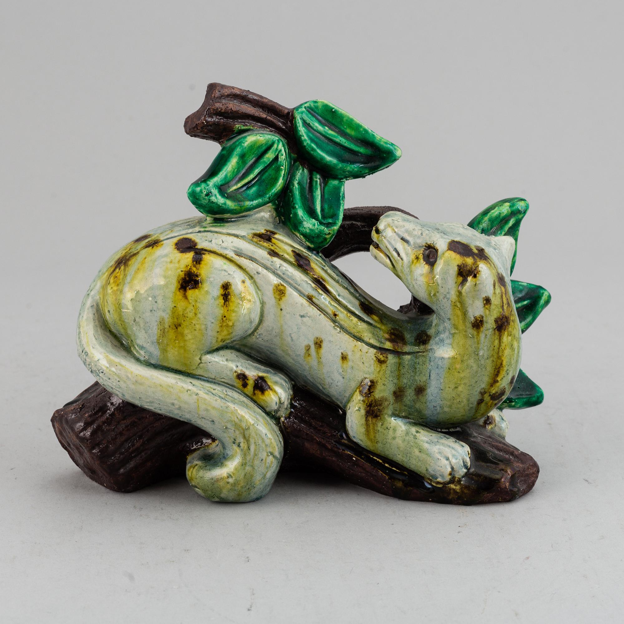 GUNNAR NYLUND, a stoneware sculpture of an ermine, Rörstrand, mid 20th century.