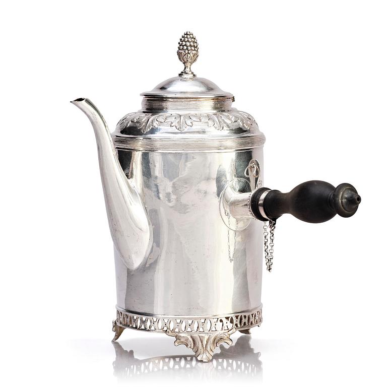 A Swedish 18th century silver coffee-pot, mark of Olof Hellbom, Stockholm 1798.