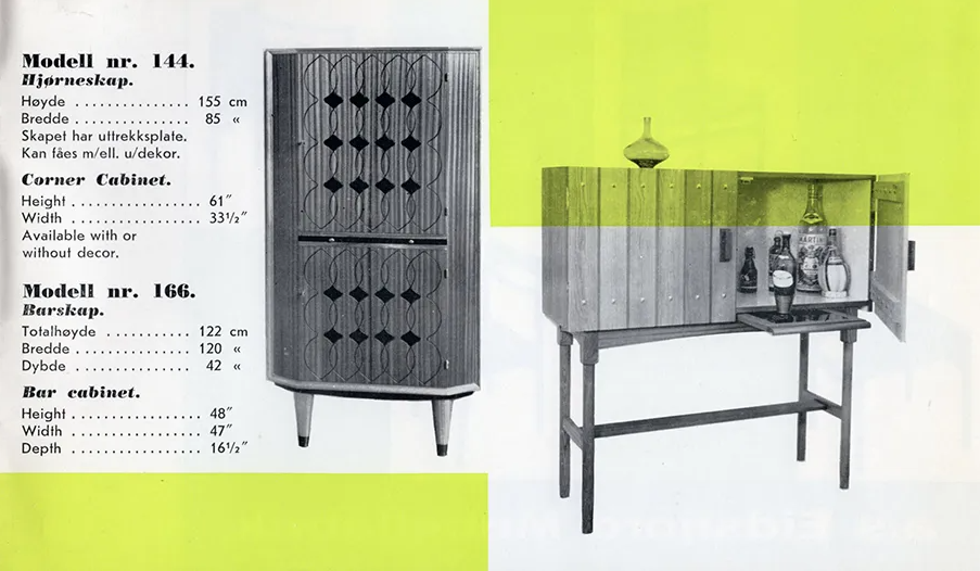 Scandinavian Modern, a rare bar cabinet model 166, Eidsfjord Møbelfabrikk, Norway, 1950s.