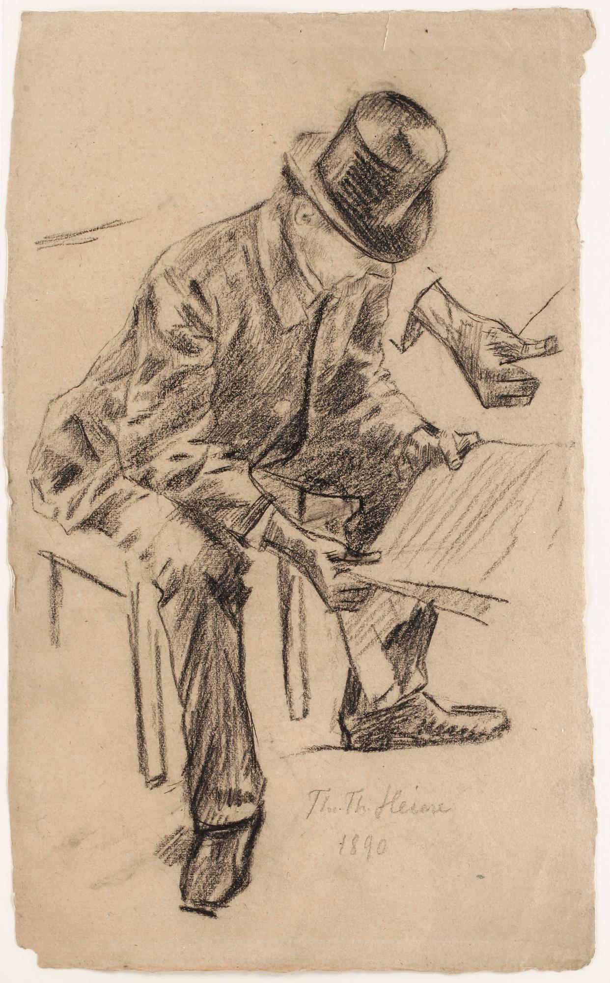THOMAS THEODOR HEINE, Kolteckning, signerad o daterad 1880.