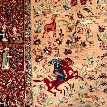 Carpet Tabriz figural semi-antique approx. 254x182 cm.