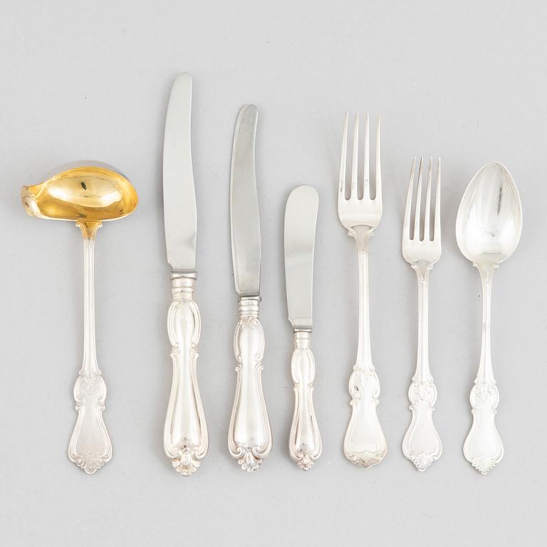 Cutlery service, 63 pieces, silver model Olga, GAB and CG Hallberg, 1960s-70s.