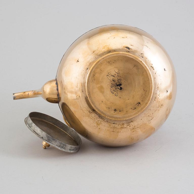 a brass teapot 'Nr 1* Skultuna 1846.