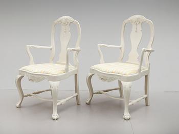 KARMSTOLAR, 1 par, rokokostil, 1900-talets första hälft.