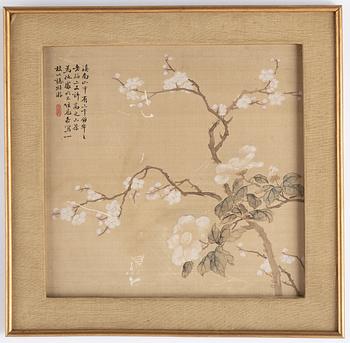 Two Chinese paintings, ink and colour on silk, 20th century.