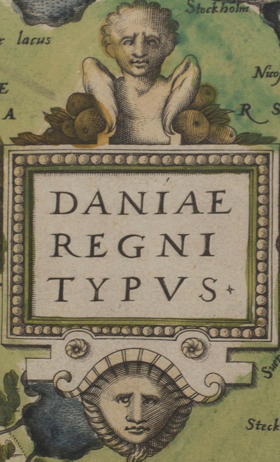MAP, copper engraving, Daniae Regni Typus" Abraham Ortelius, ca  1600.