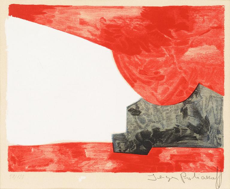 Serge Poliakoff, "Composition rouge, blanche et noire".