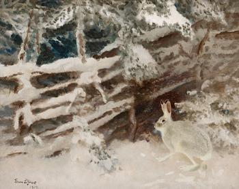 859. Bruno Liljefors, Hare in winter landscape.