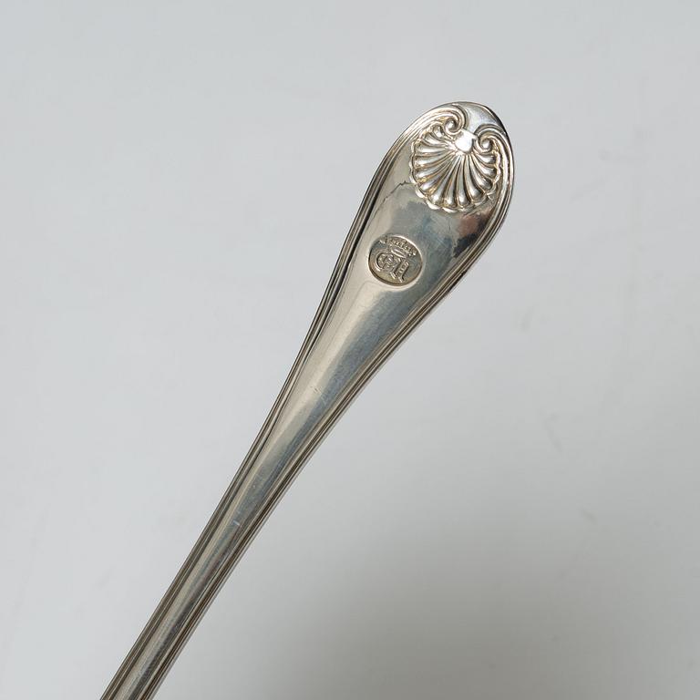 A set of three Swedish silver sauce ladles and a small sauce bowl, mark of Johan Petter Grönwall,  Stockholm 1824-37.